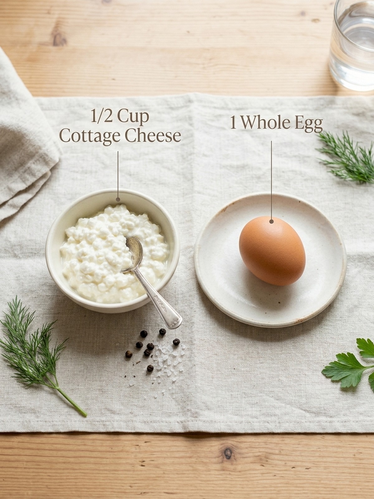 2-ingredient Cottage Cheese Wraps ingredients with cottage cheese and egg ready for blending