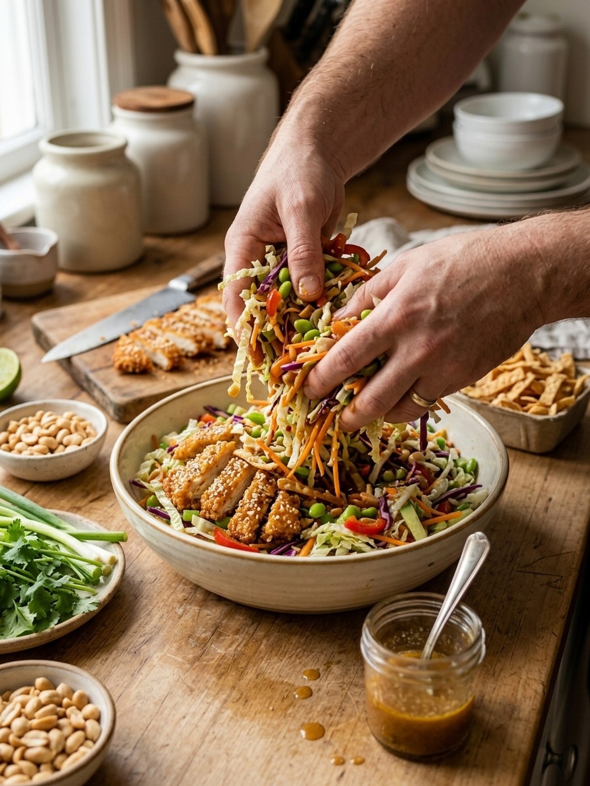 Step by step preparation of Asian Chicken Crunch Salad