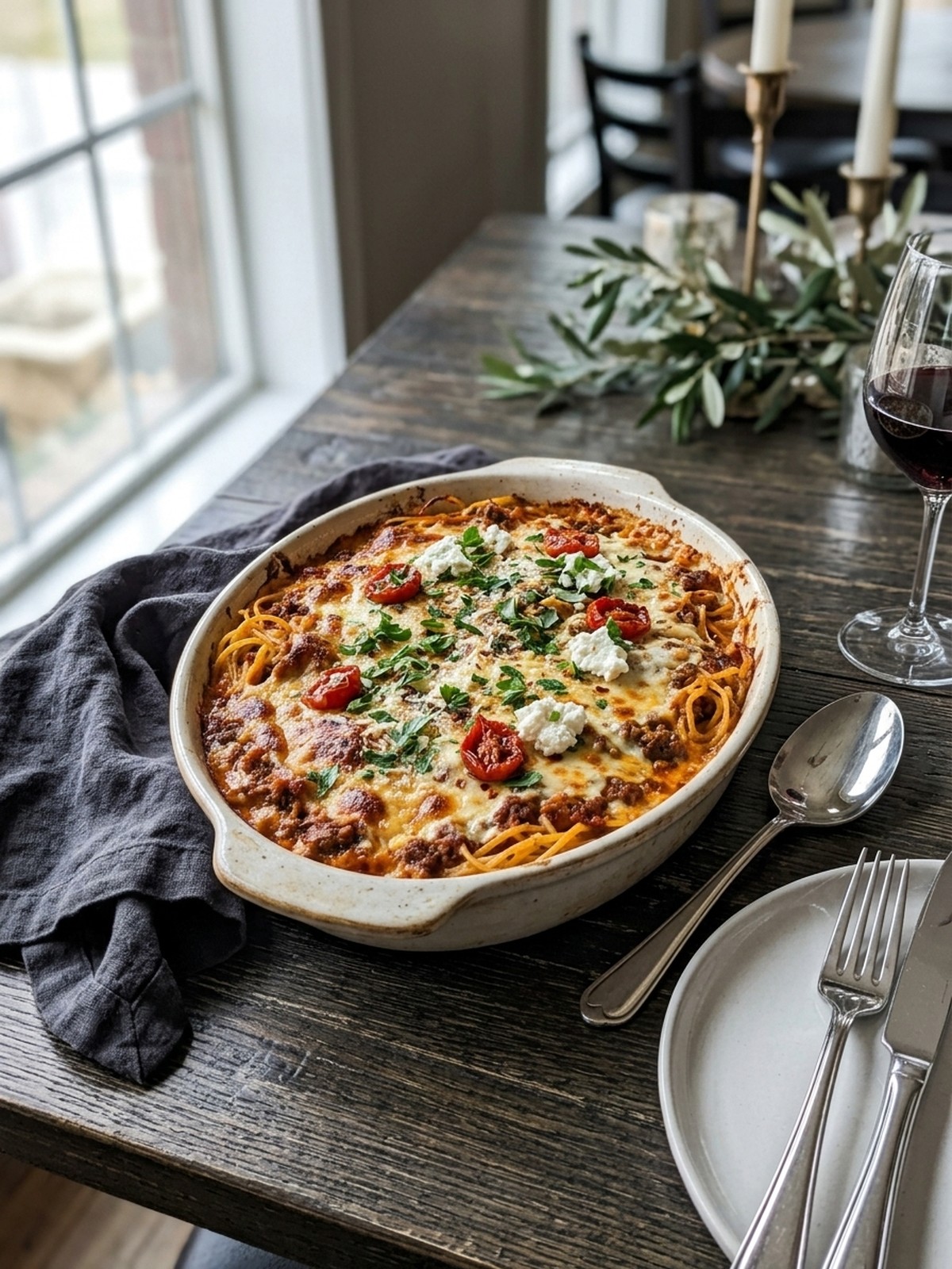 Serving and variation ideas for Baked Cream Cheese Spaghetti Casserole
