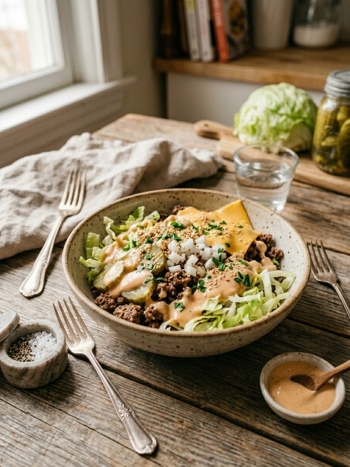 Serving and variation ideas for Big Mac Burger Bowl