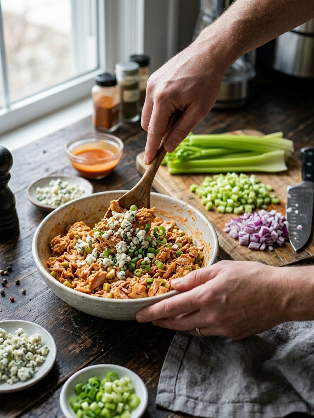 Step by step preparation of Buffalo Tuna Salad