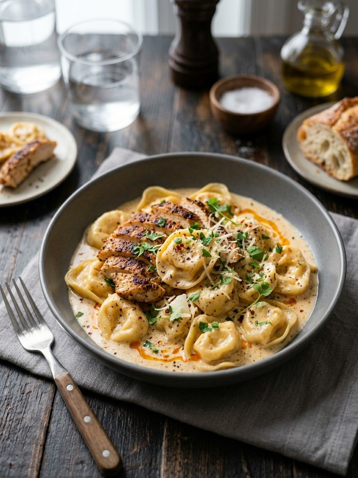 Serving and variation ideas for Cajun Garlic Chicken Tortellini in Three-Cheese Cream