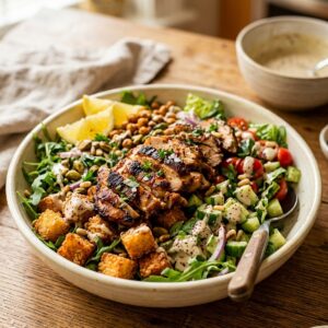 Chicken Shawarma Crispy Rice Salad