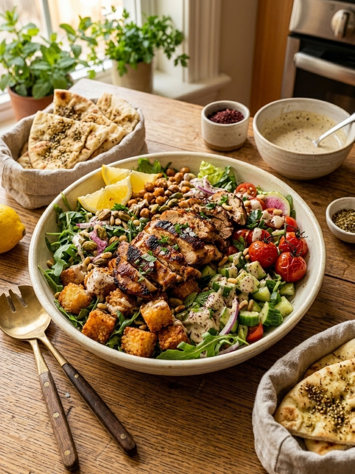Serving and variation ideas for Chicken Shawarma Crispy Rice Salad