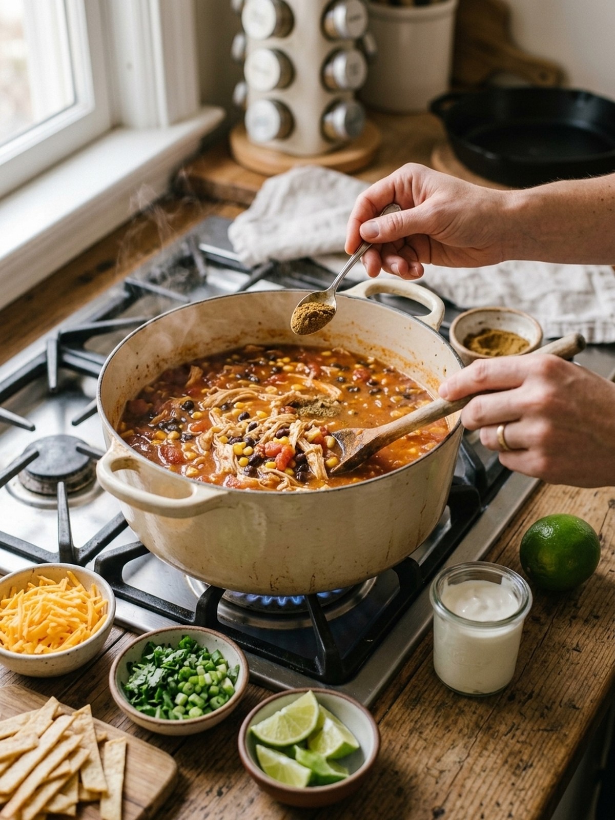 Step by step preparation of Chicken Taco Soup