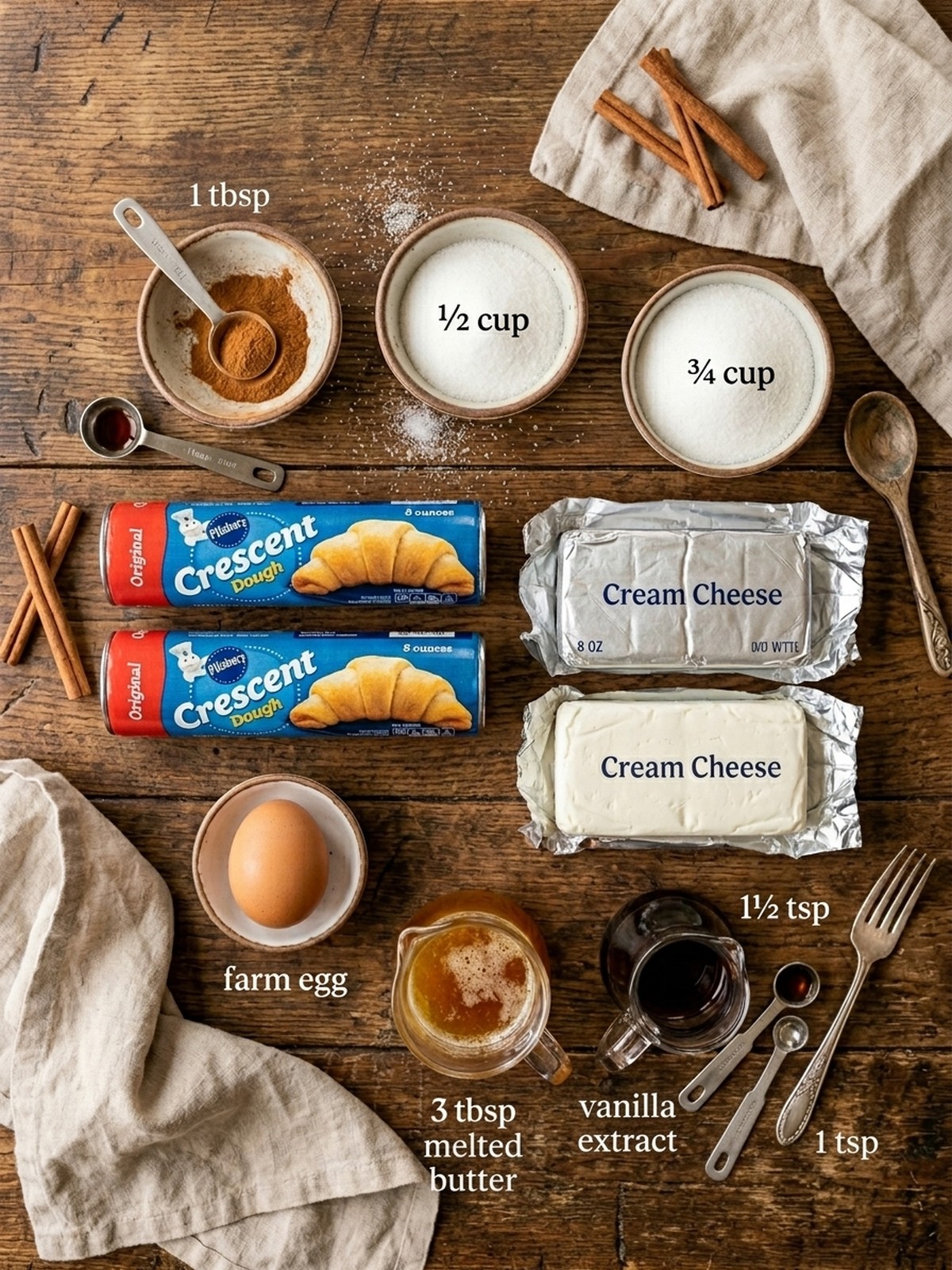 Churro Cheesecake ingredients arranged for baking