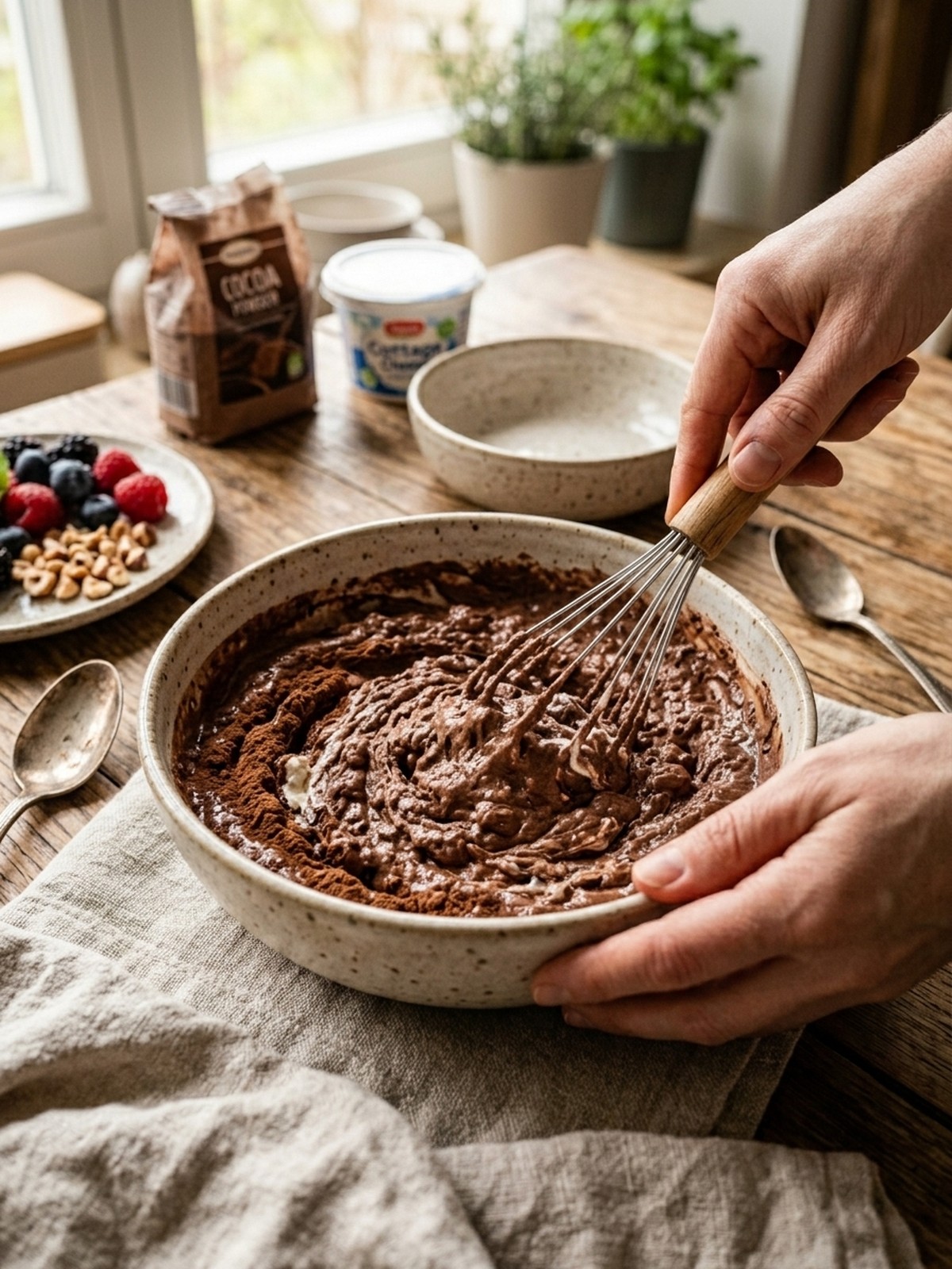 Step by step preparation of Cottage Cheese Chocolate Mousse