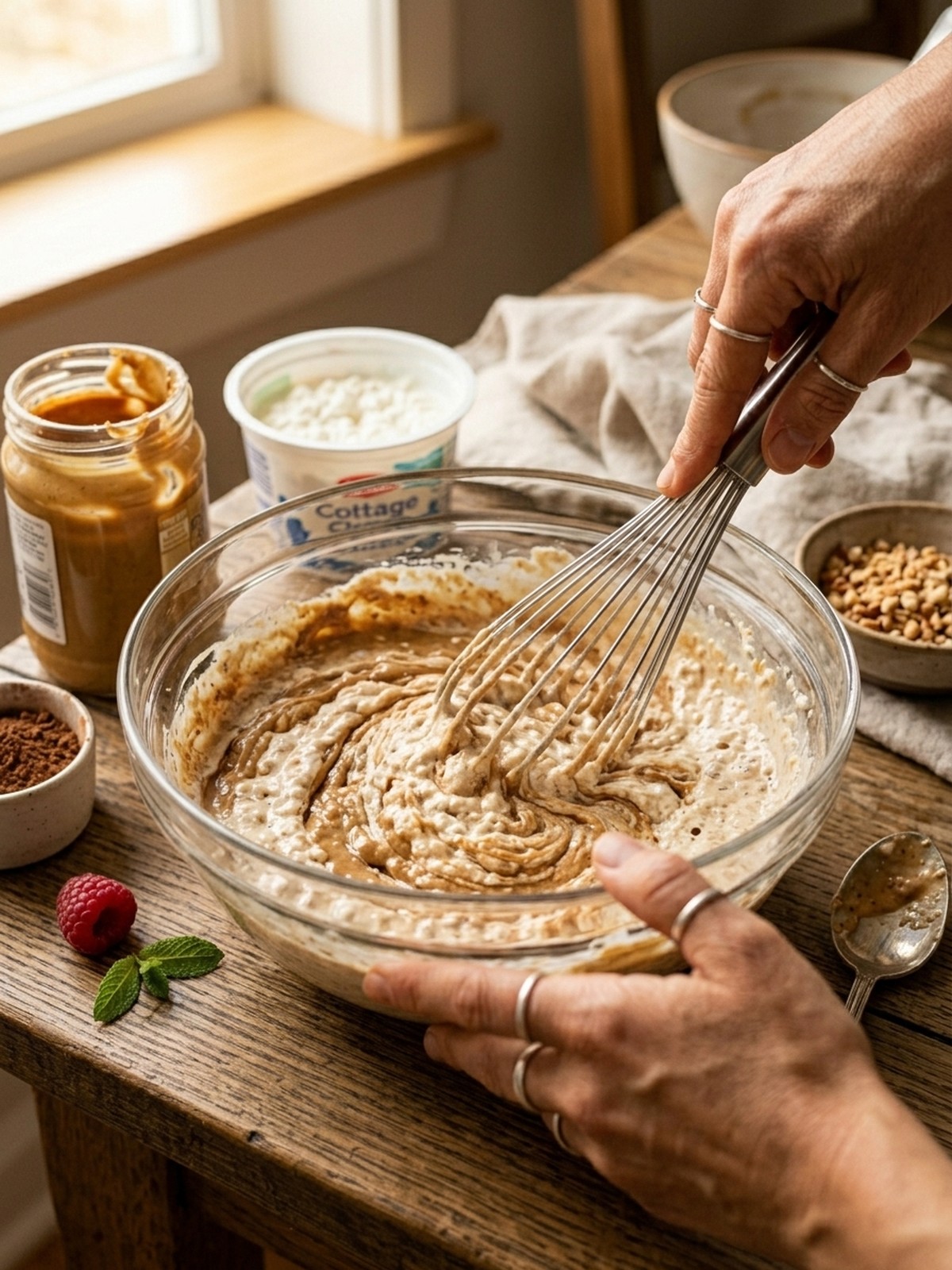 Step by step preparation of Cottage Cheese Peanut Butter Mousse