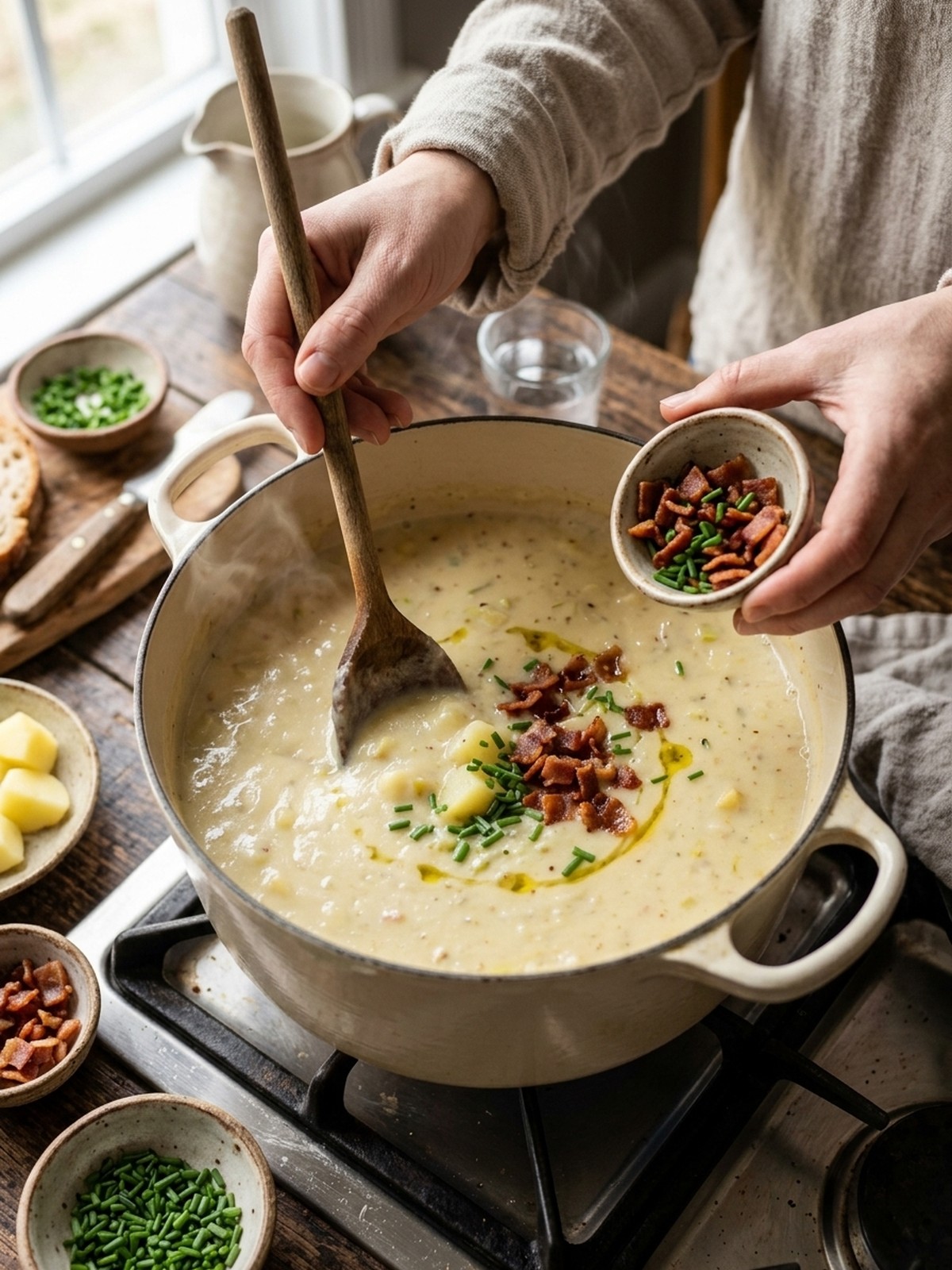 Step by step preparation of Cream of Potato Soup