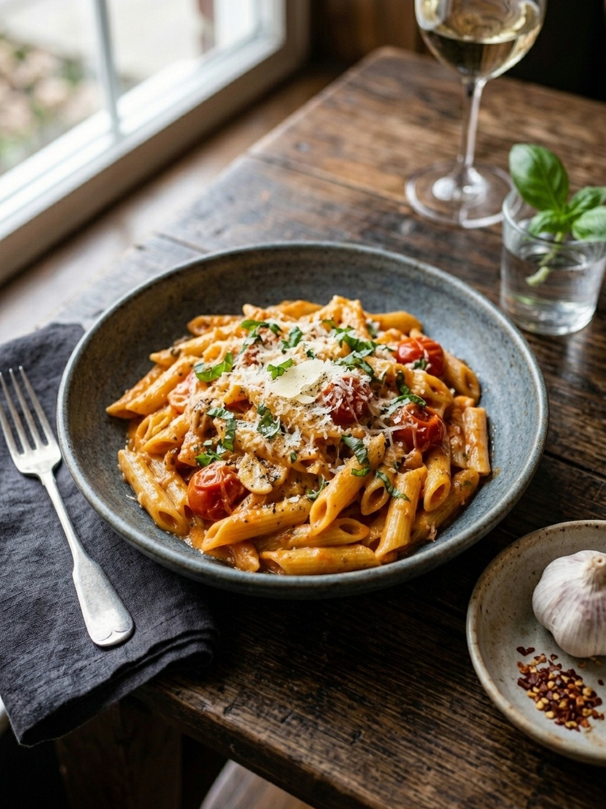 Serving and variation ideas for Creamy Garlic Tomato Pasta
