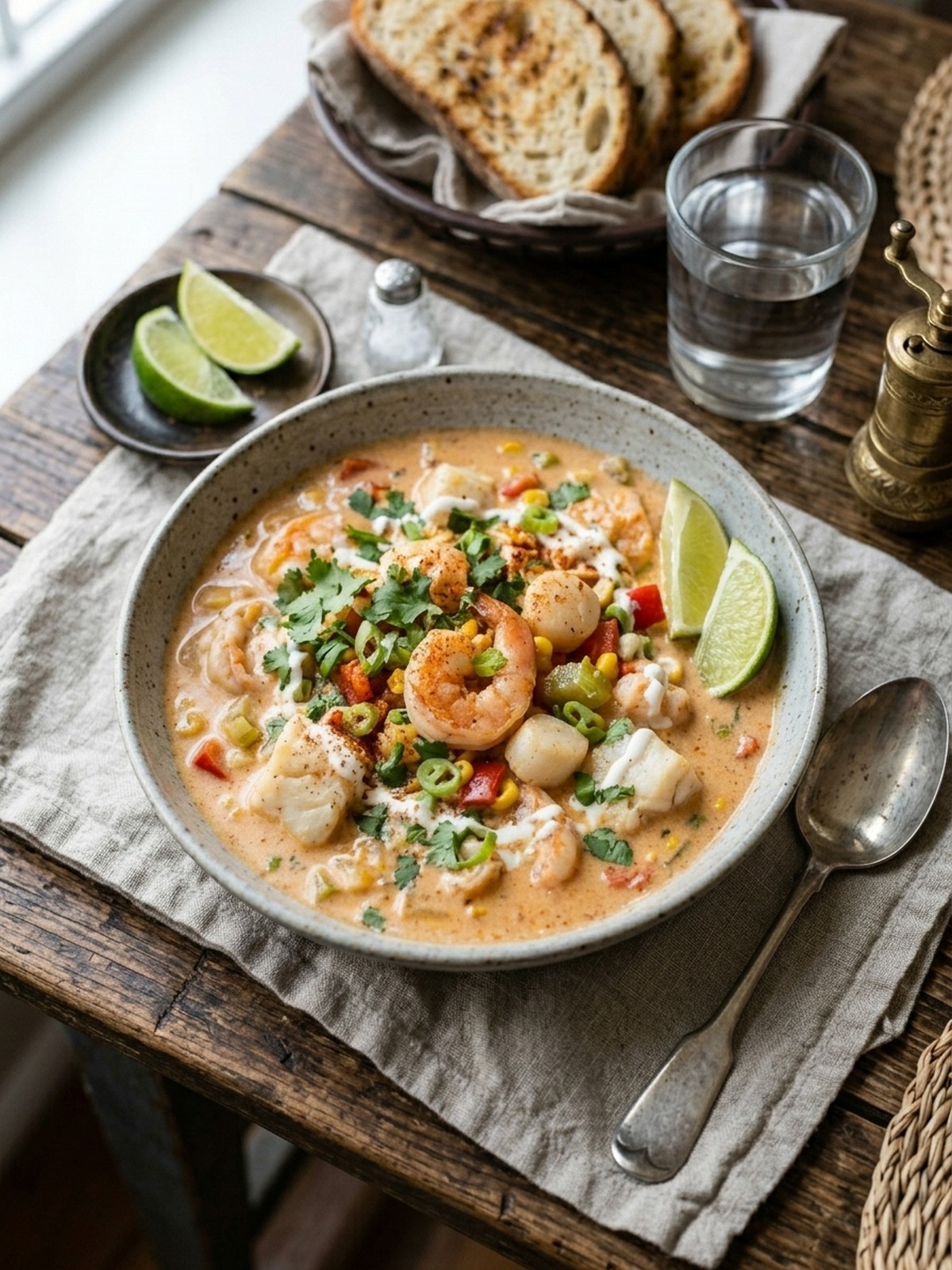 Serving and variation ideas for Creamy Seafood and Shrimp Chili