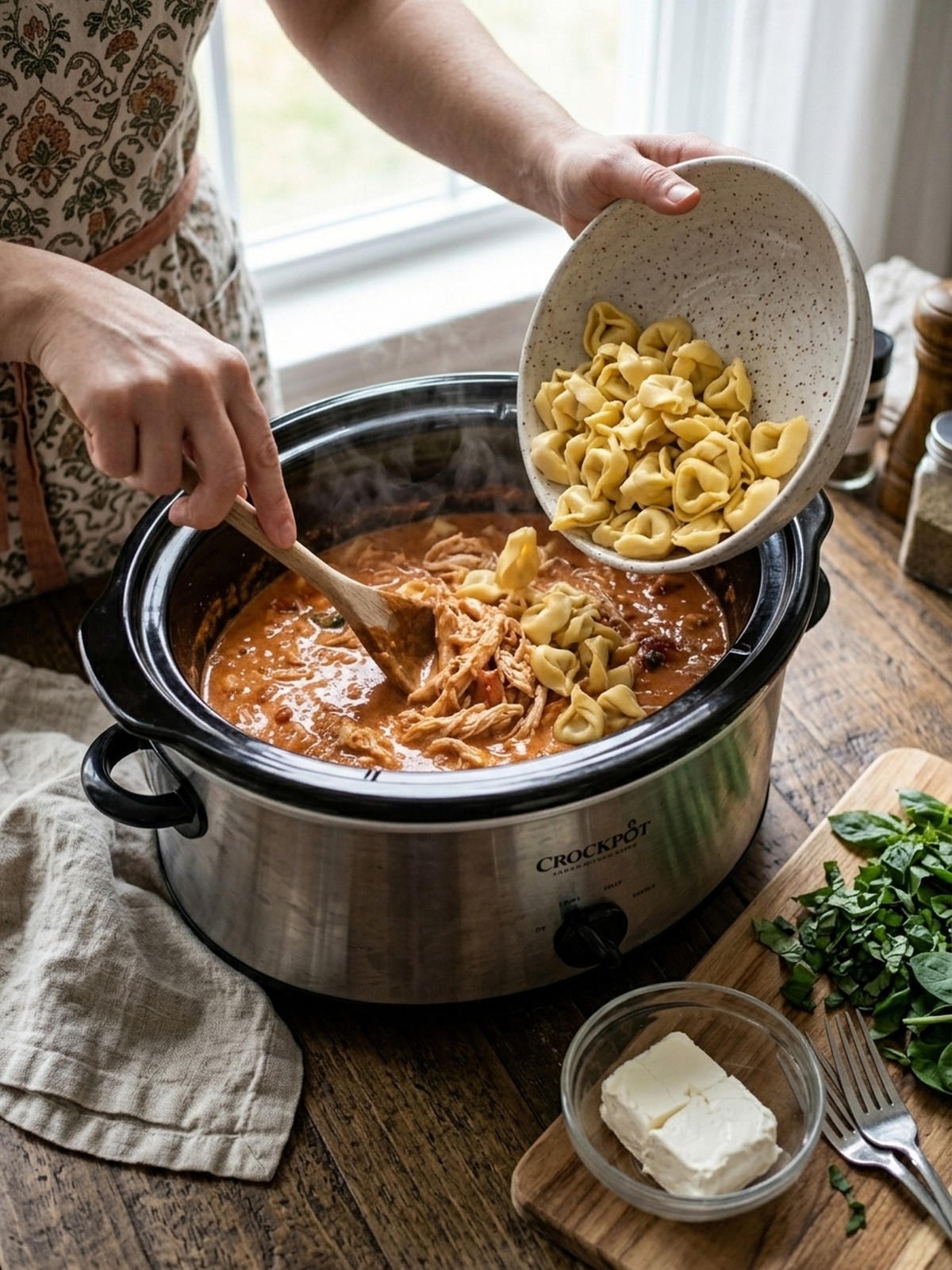 Step by step preparation of Crockpot Chicken Tortellini