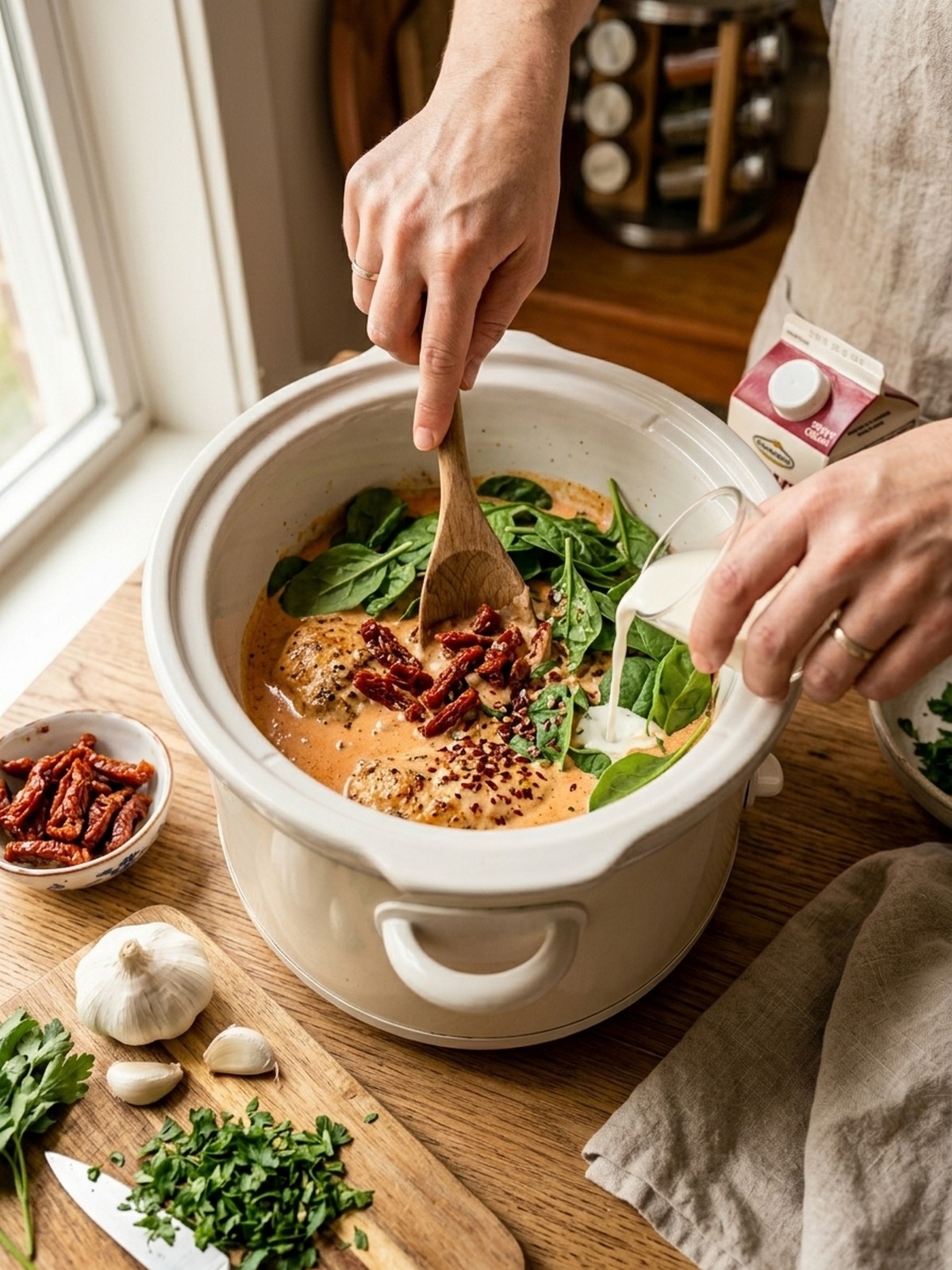 Step by step preparation of Crockpot Marry Me Chicken