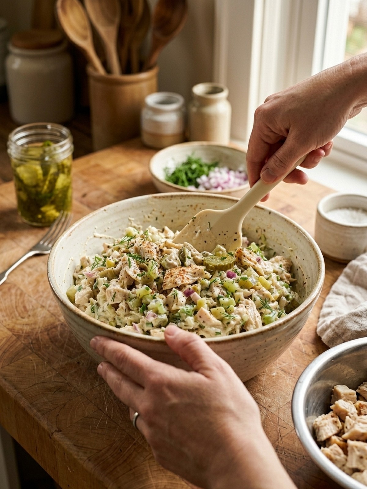 Step by step preparation of Dill Pickle Chicken Salad