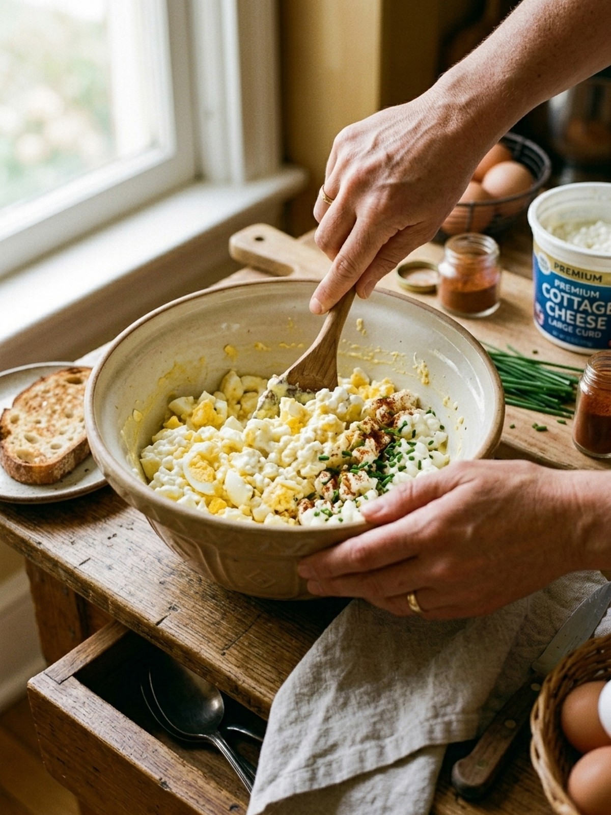 Step by step preparation of Egg Salad with Cottage Cheese