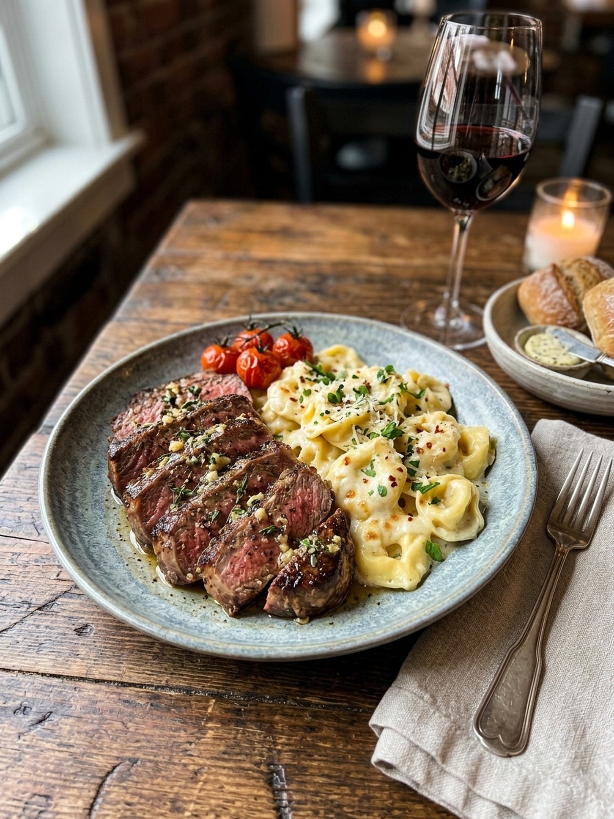 Serving and variation ideas for Garlic Butter Steak with Cheesy Alfredo Tortellini