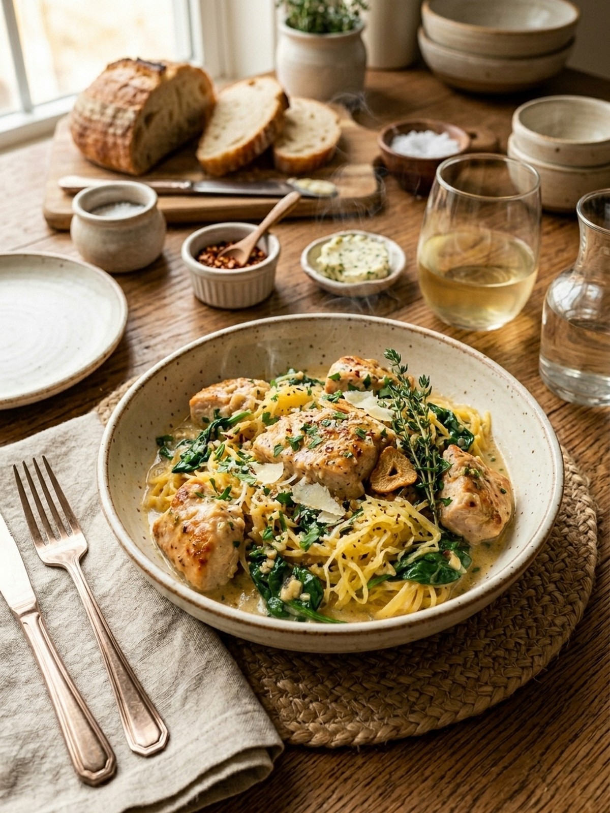 Serving and variation ideas for Garlic Chicken and Spinach Spaghetti Squash