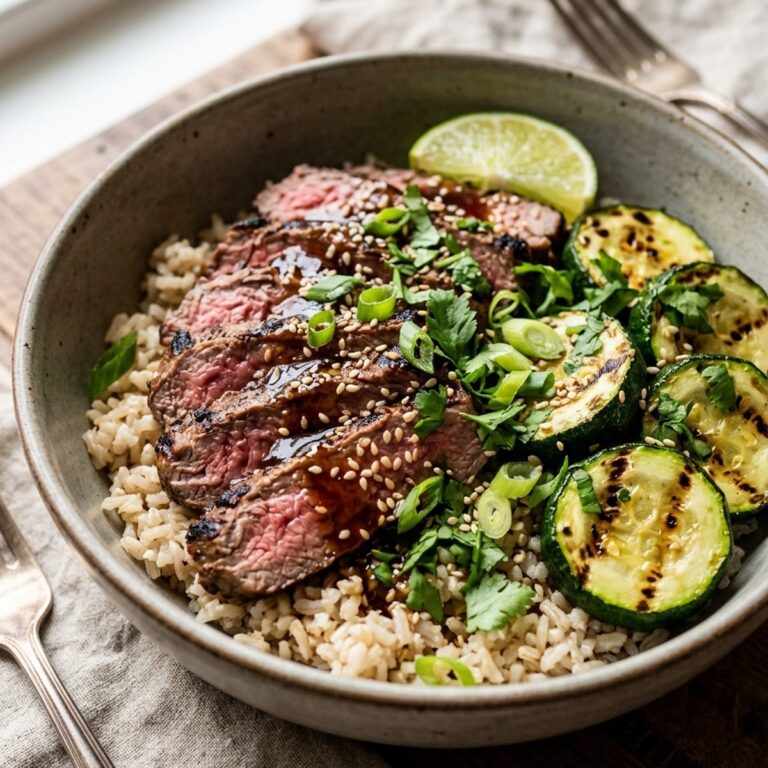 Grilled Steak Bowl With Zucchini