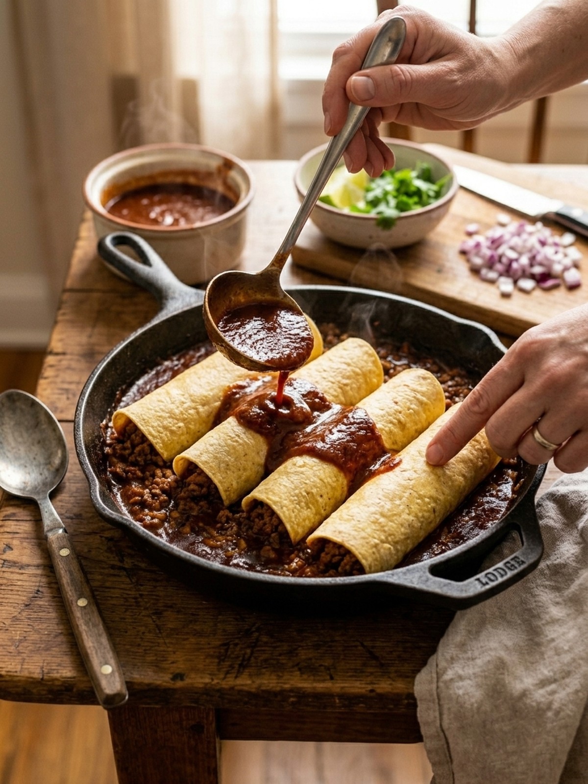 Step by step preparation of Ground Beef Enchilada Skillet