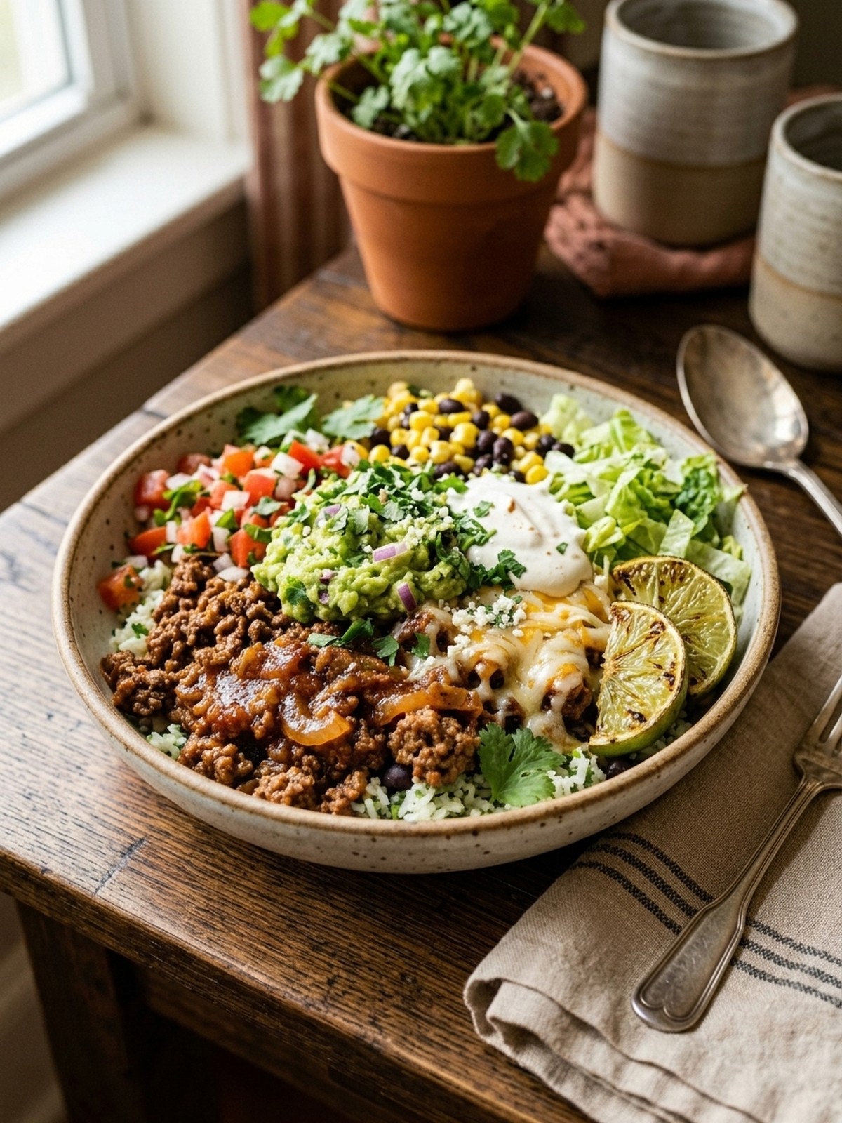 Serving and variation ideas for Ground Beef Taco Bowl