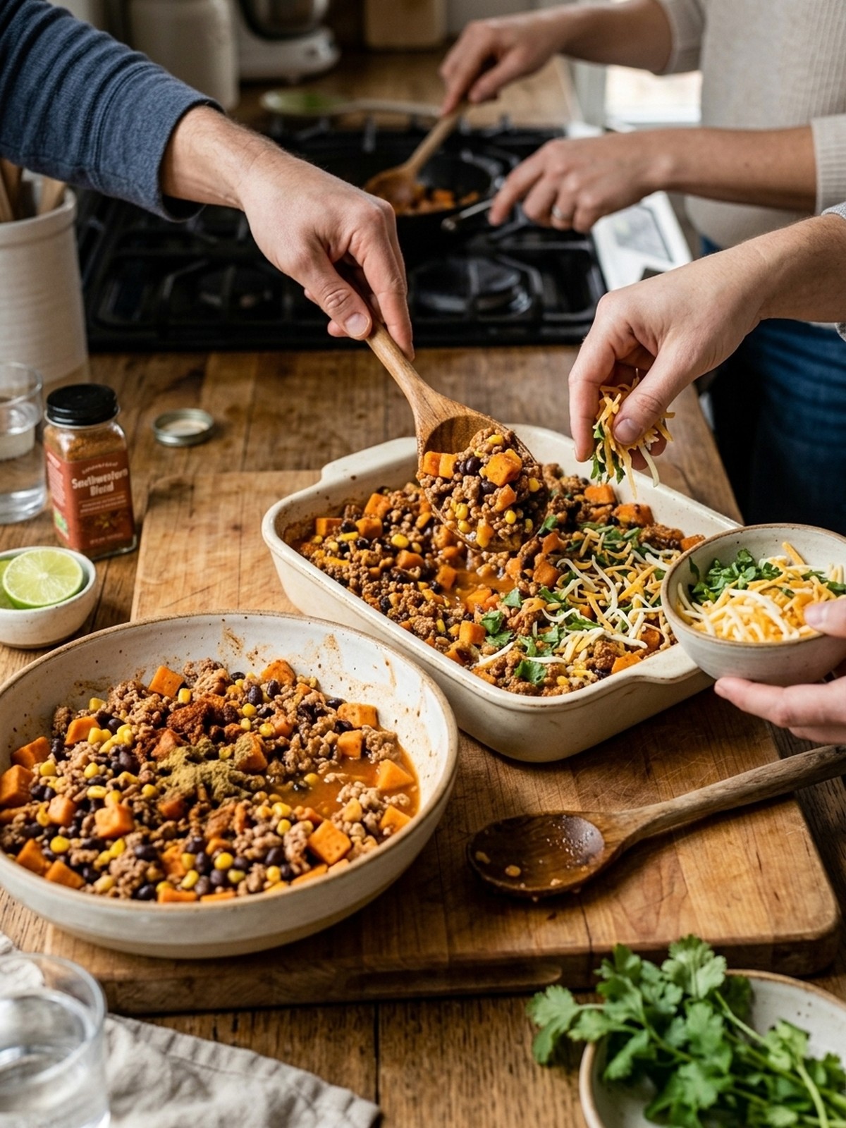 Step by step preparation of Ground Turkey Sweet Potato Bake