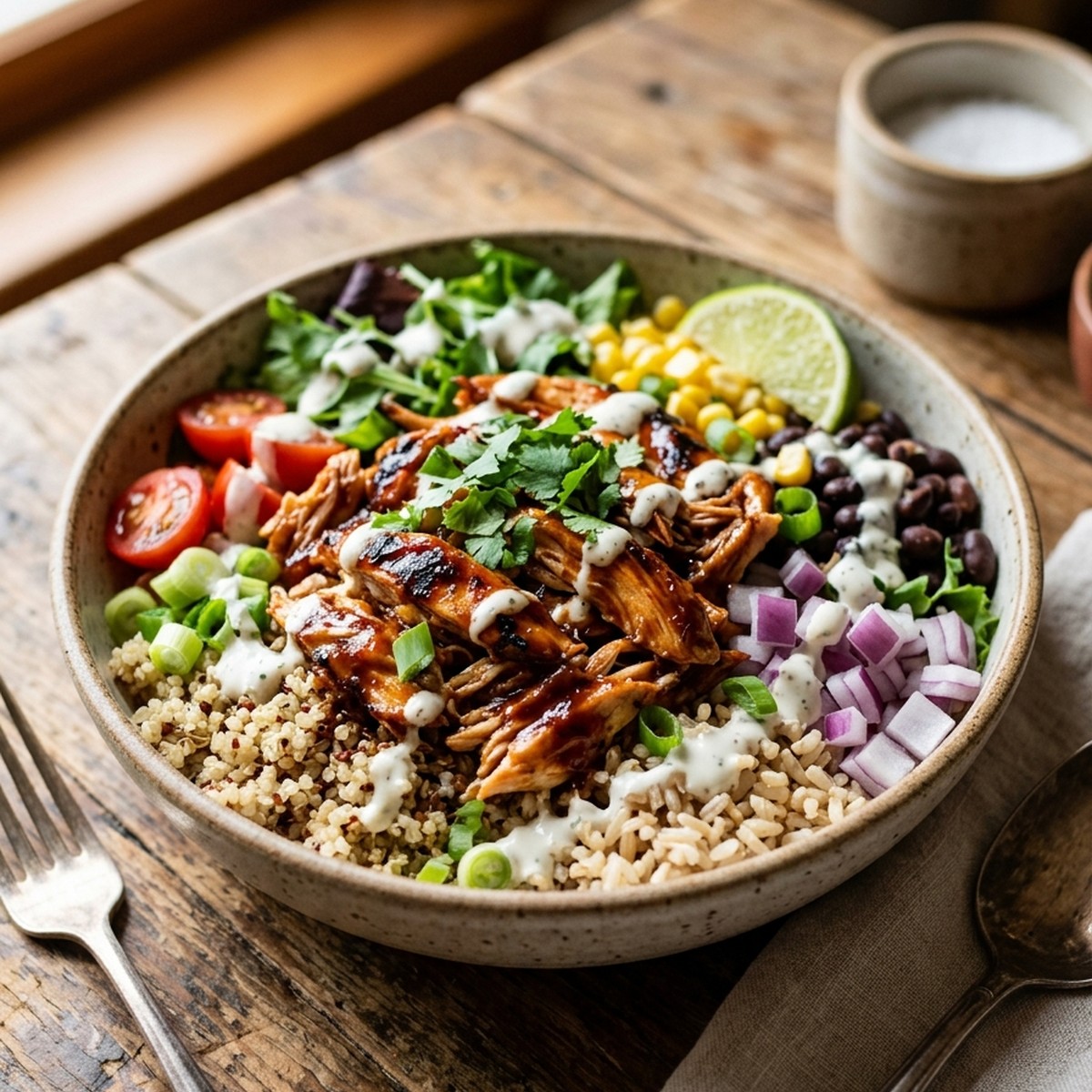 High Protein Bbq Ranch Chicken Bowl