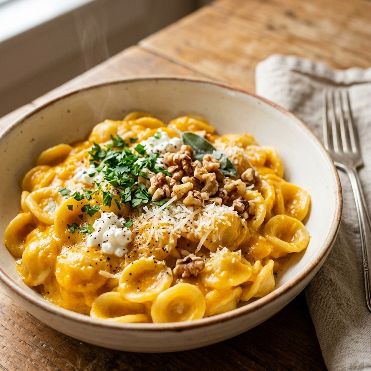 High Protein Butternut Squash Cottage Cheese Pasta