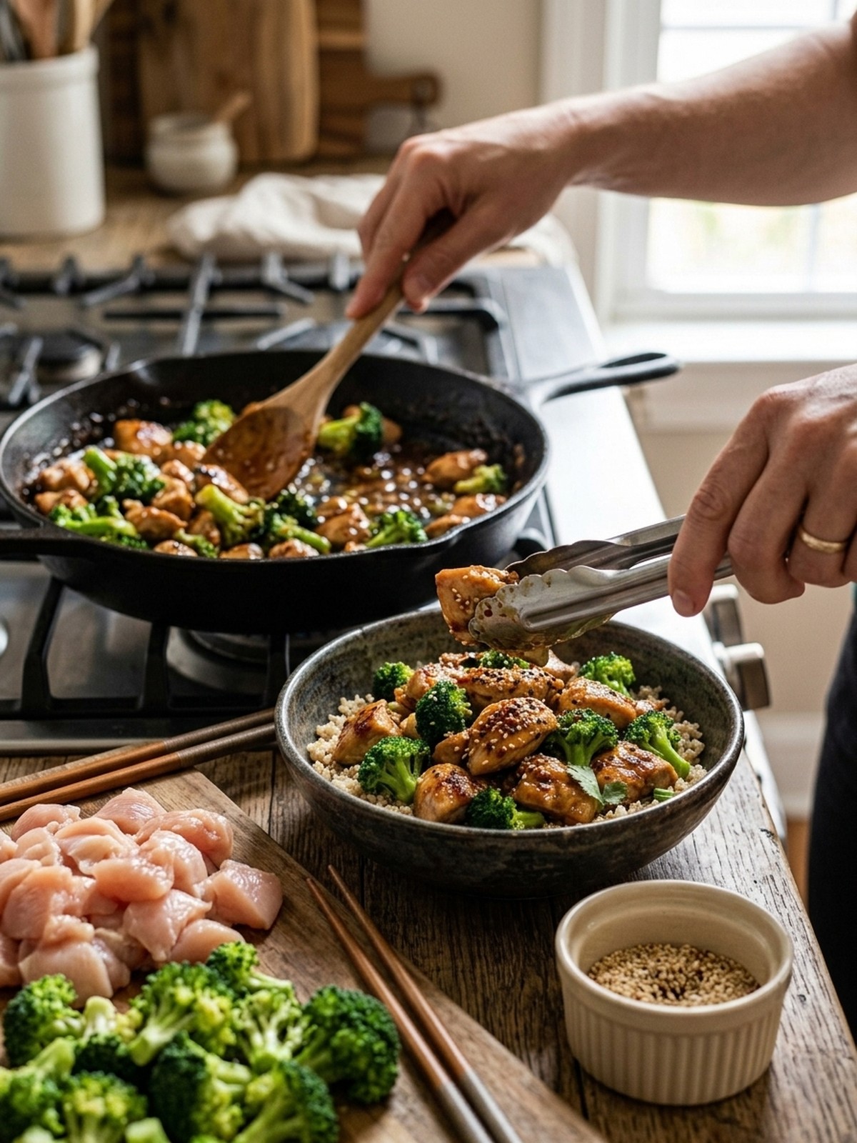 Step by step preparation of High Protein Chicken and Broccoli Bowls
