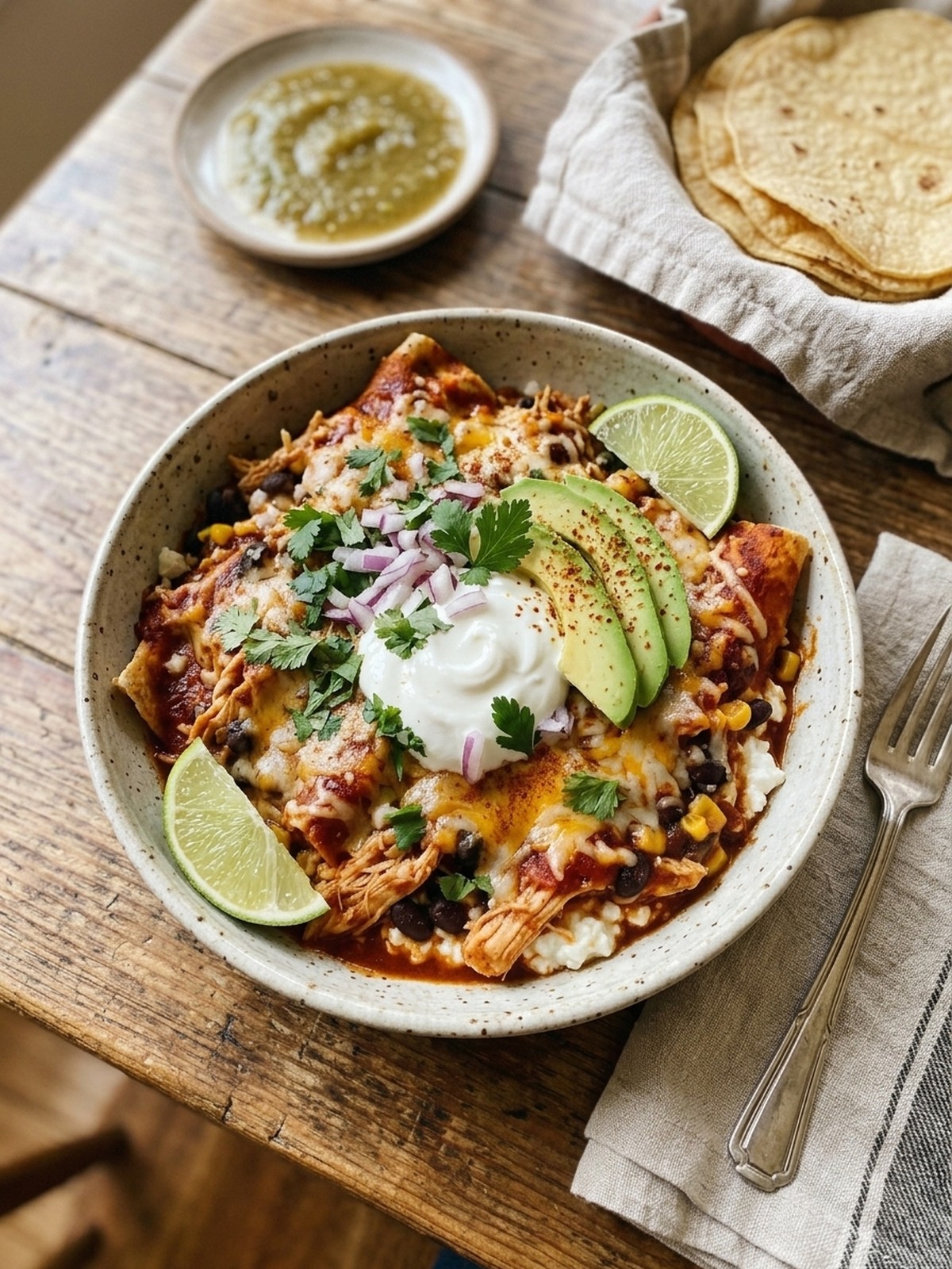 Serving and variation ideas for High Protein Chicken Cottage Cheese Enchilada Bowls