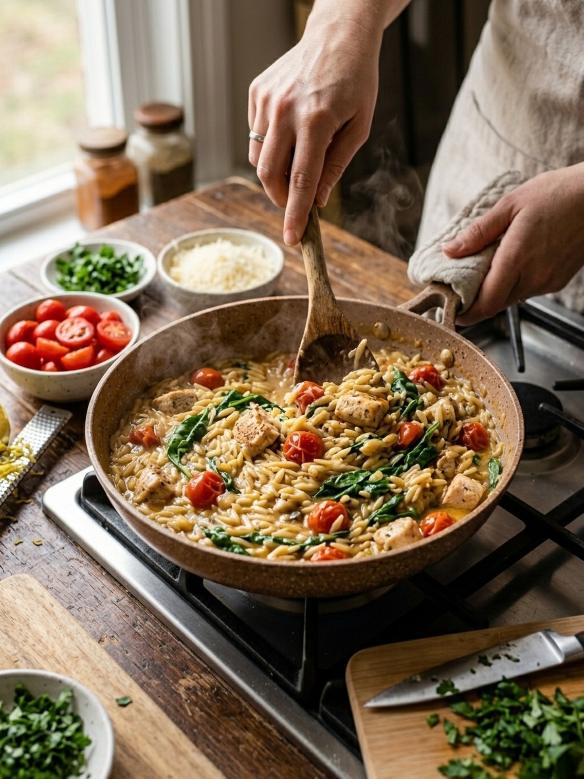 Step by step preparation of High Protein Chicken Orzo