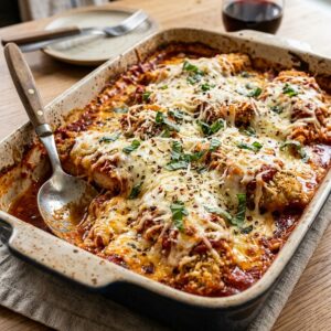 High Protein Chicken Parmesan Casserole