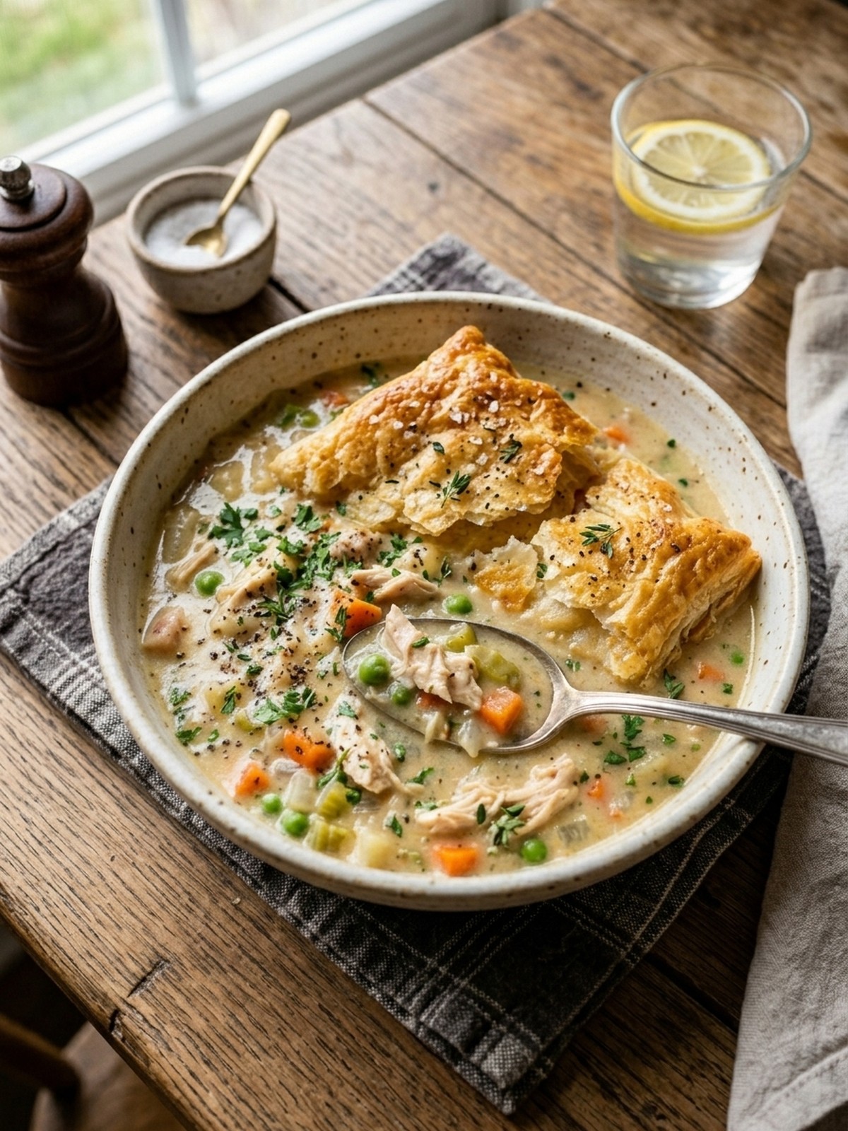 Serving and variation ideas for High Protein Chicken Pot Pie Soup