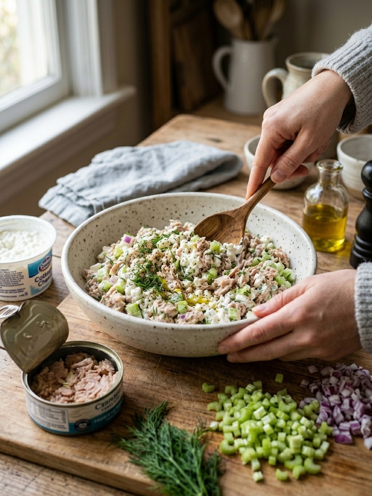 Step by step preparation of High Protein Cottage Cheese Tuna Salad