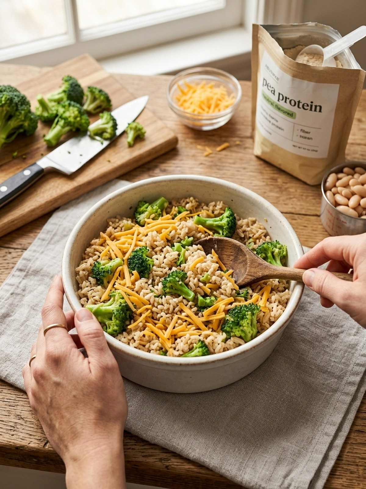 Step by step preparation of High Protein High Fiber Broccoli Cheddar Rice Cup