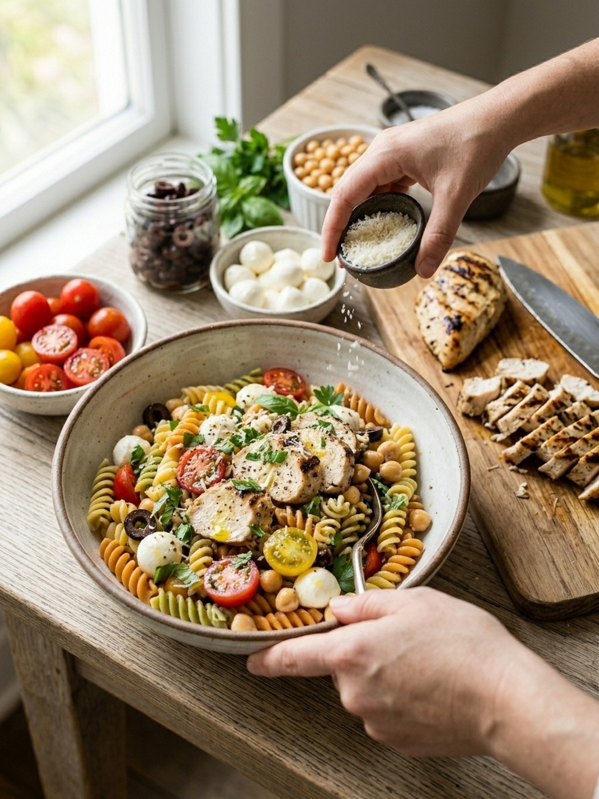 Step by step preparation of High-protein Italian Pasta Salad