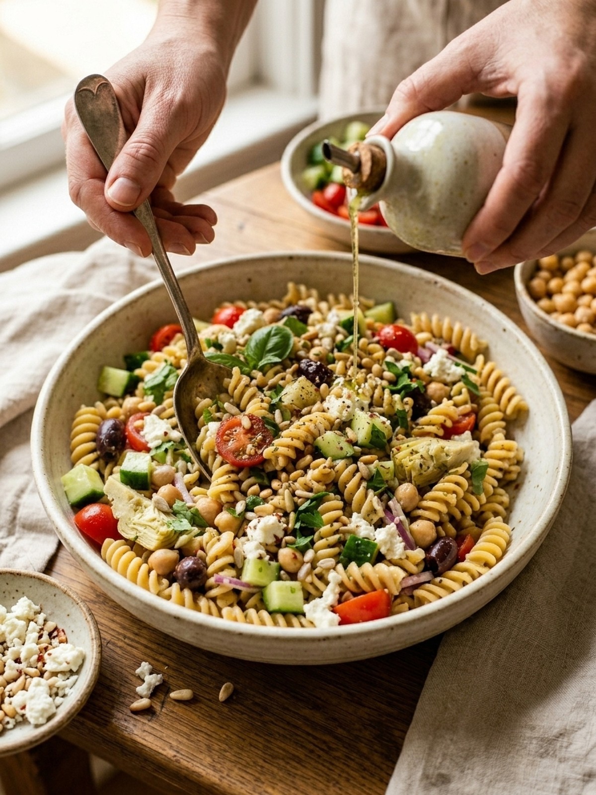 Step by step preparation of High Protein Pasta Salad