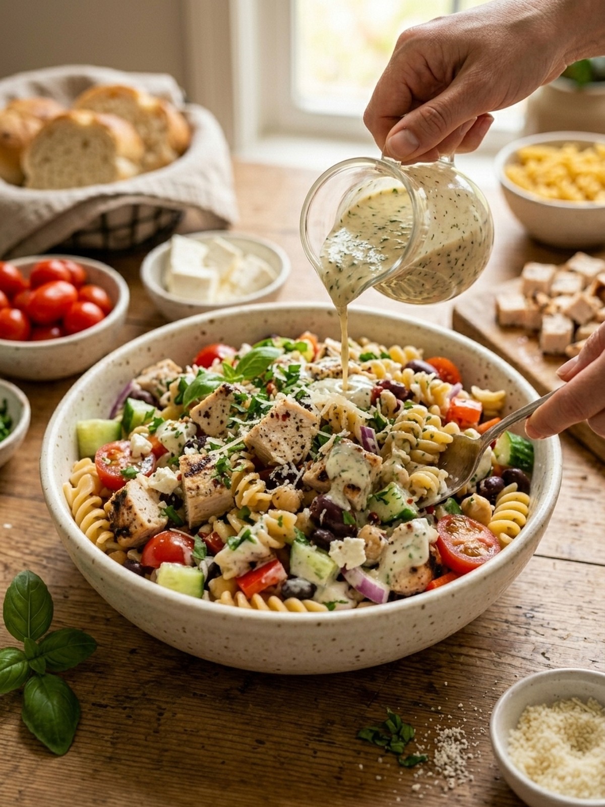 Step by step preparation of High Protein Pasta Salad With Chicken