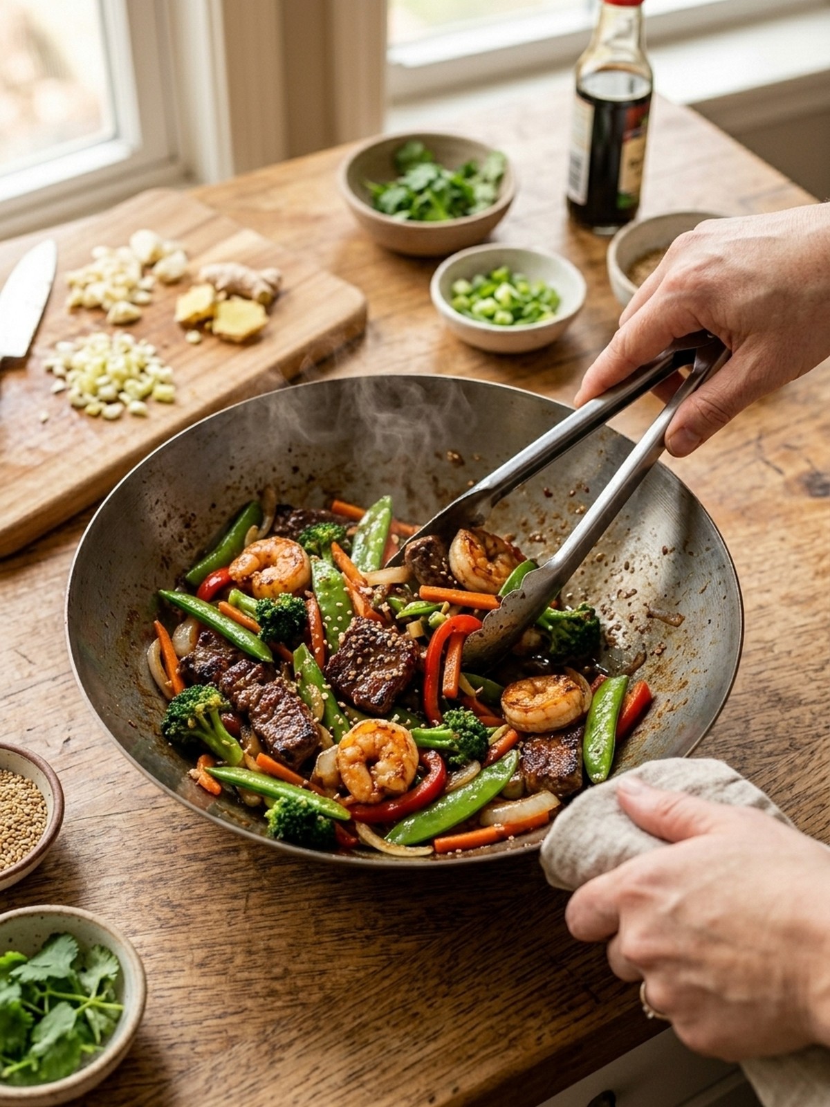 Step by step preparation of High Protein Steak And Shrimp Stir-fry