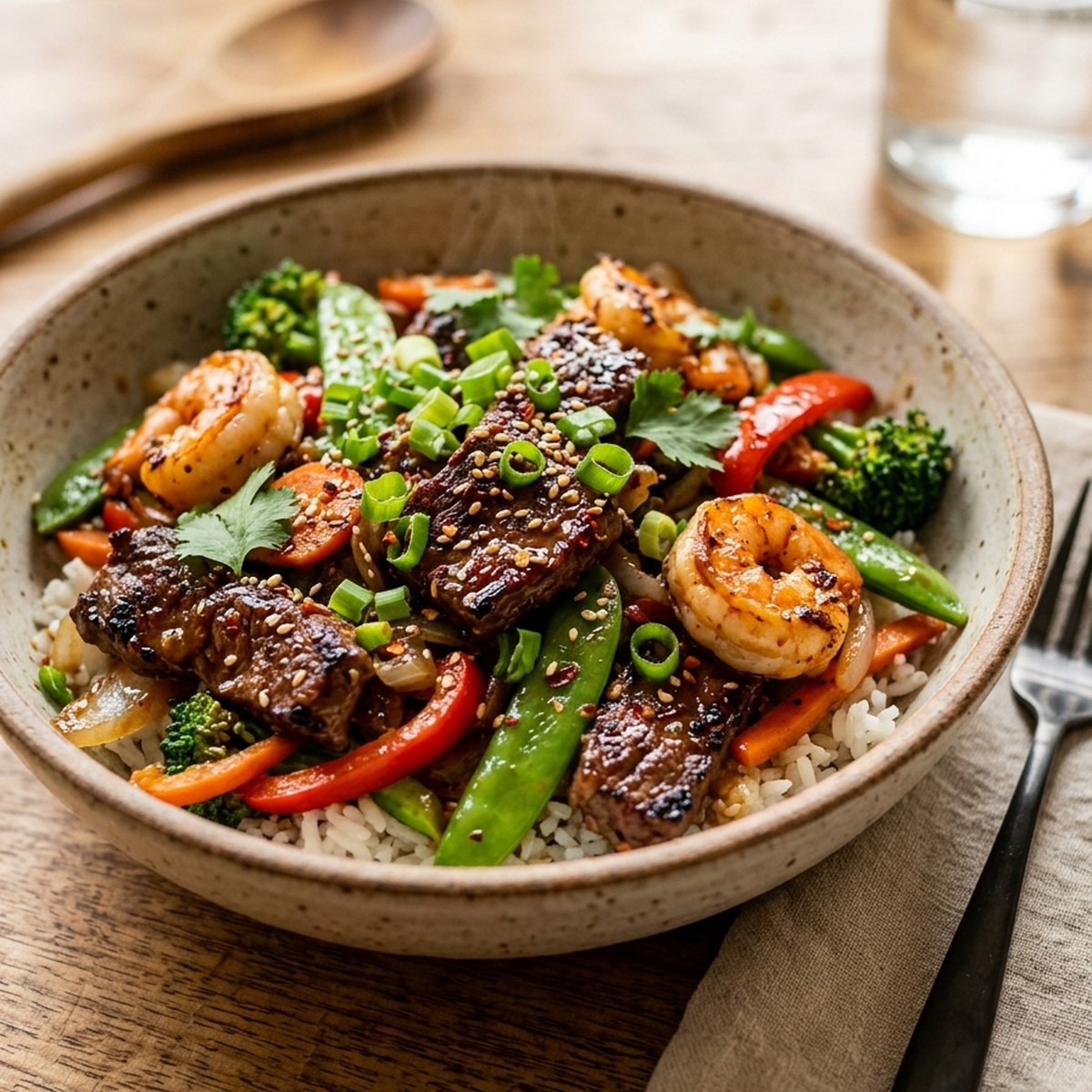 High Protein Steak And Shrimp Stir-Fry