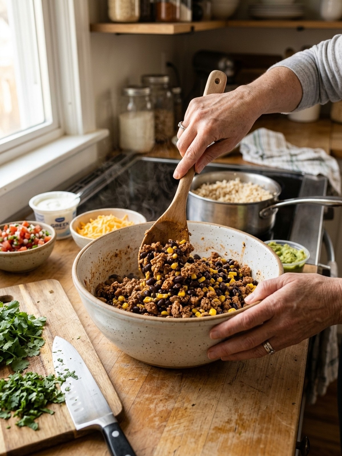Step by step preparation of High Protein Taco Bowl