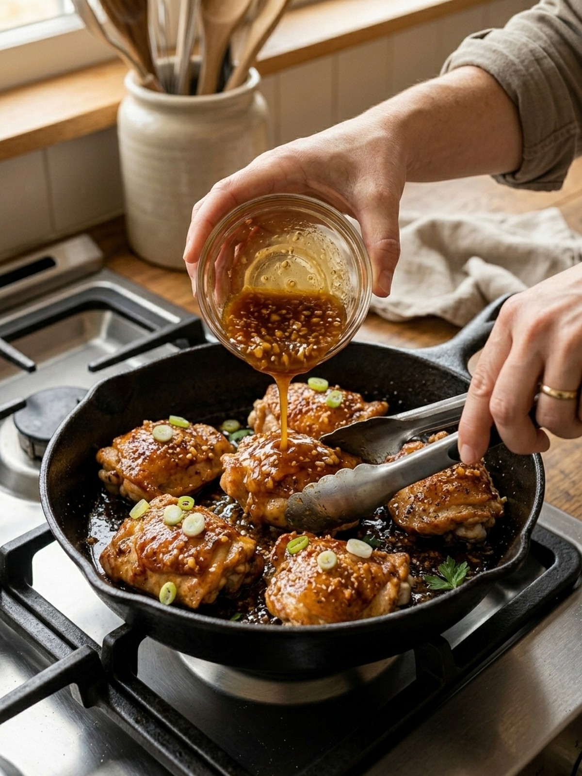 Step by step preparation of Honey Garlic Butter Chicken