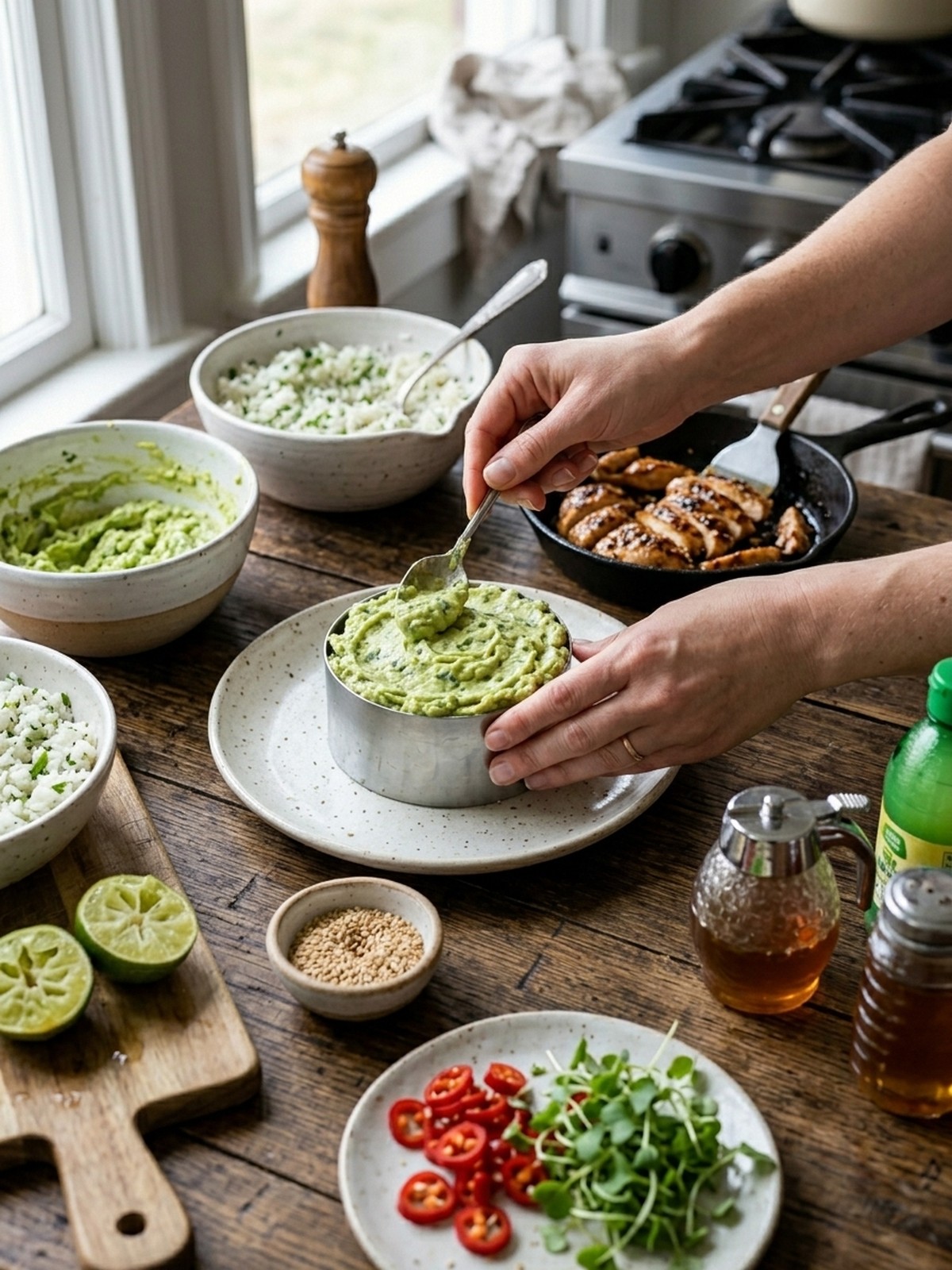 Step by step preparation of Honey Lime Chicken & Avocado Rice Stack