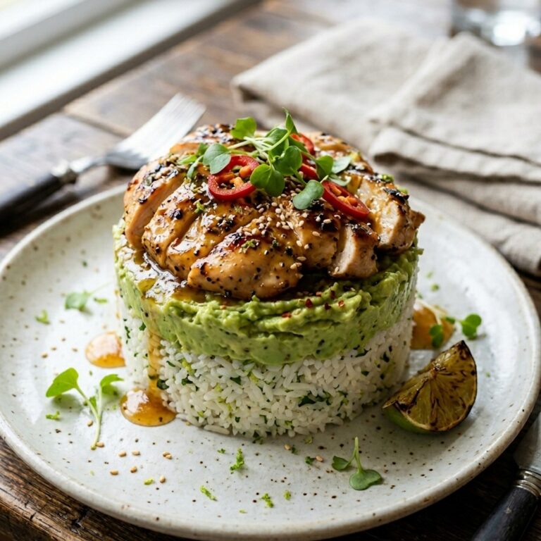 Honey Lime Chicken & Avocado Rice Stack