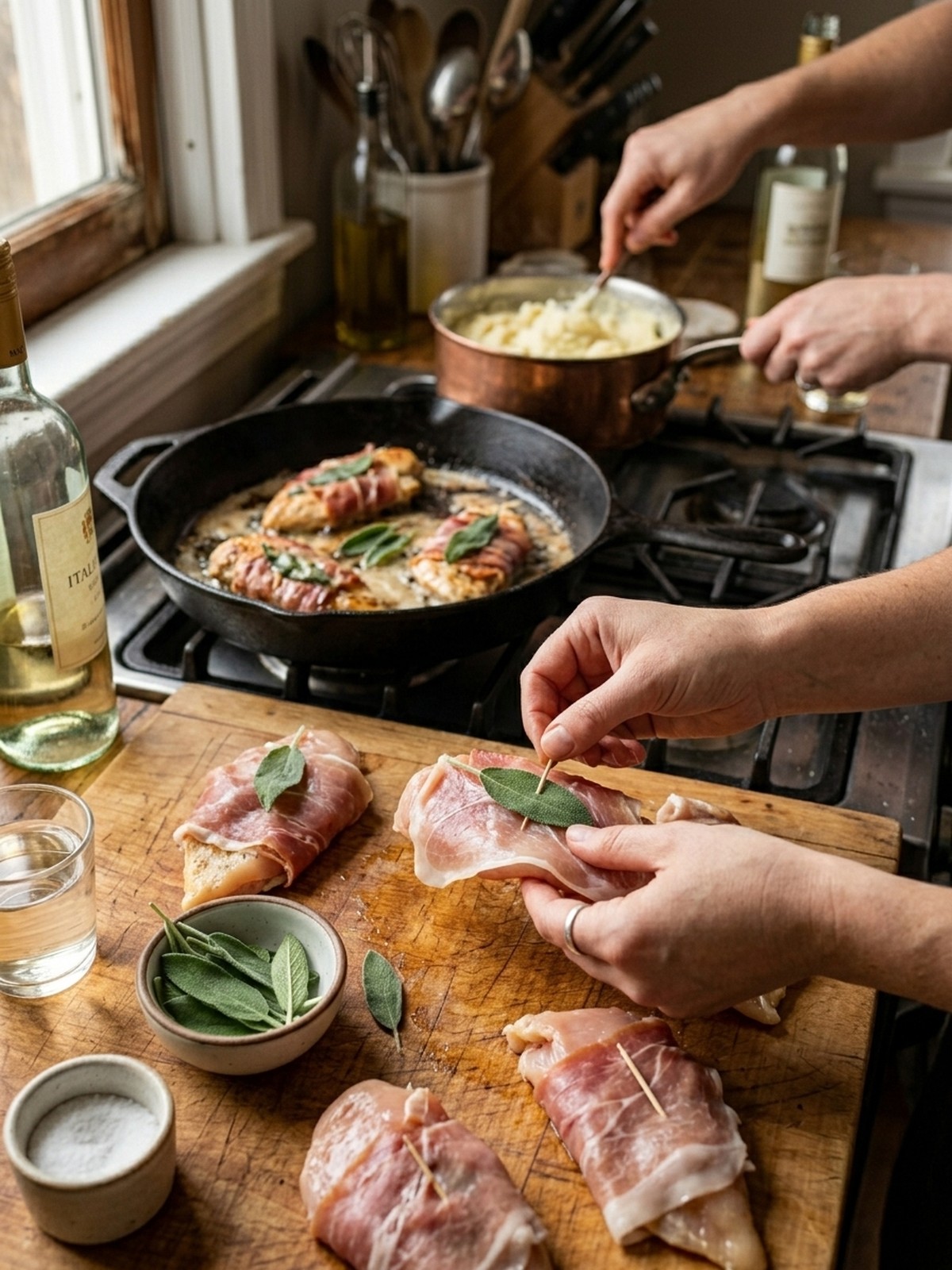Step by step preparation of Italian Chicken Saltimbocca