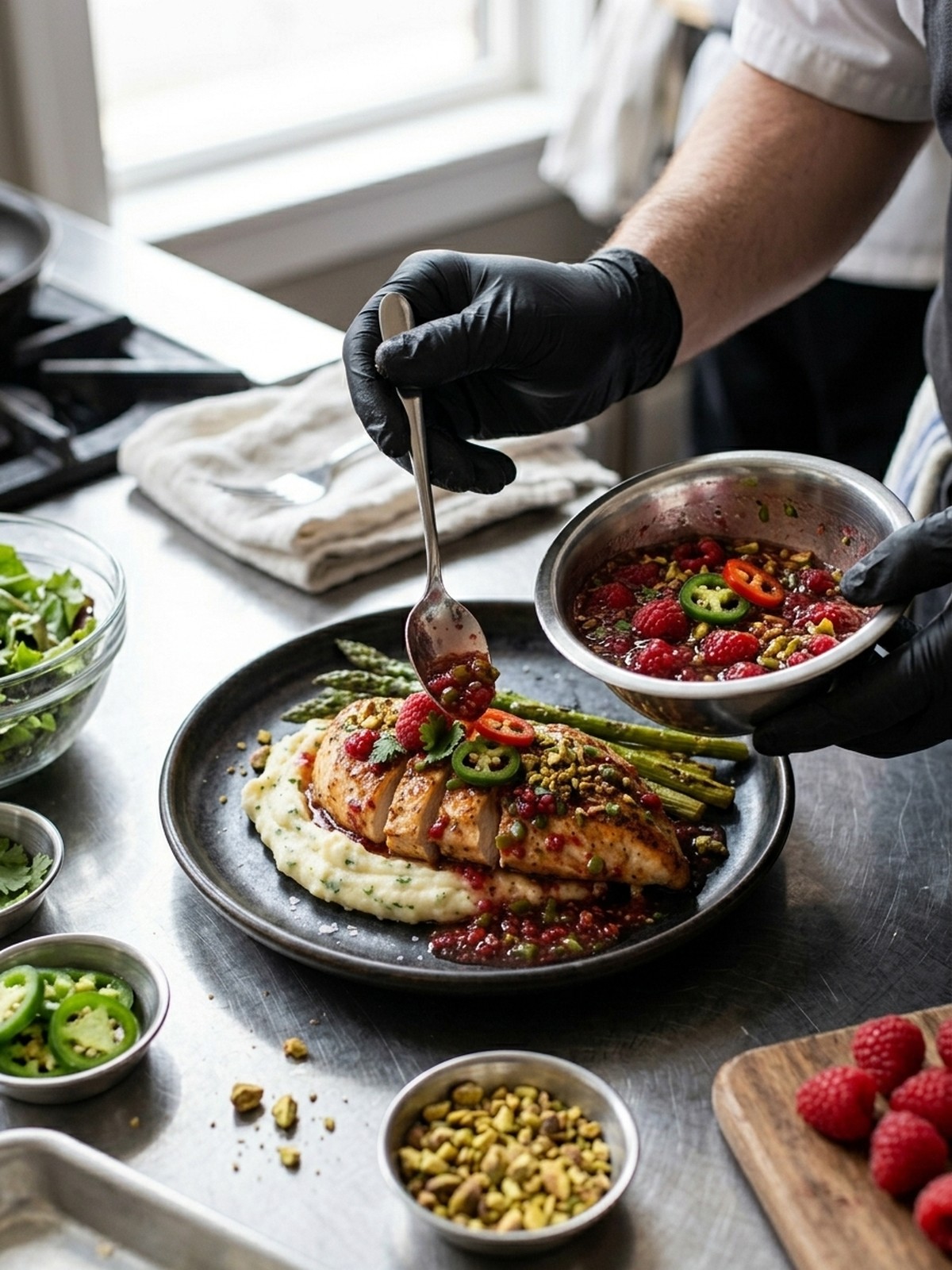 Step by step preparation of Jalapeno Raspberry Chicken
