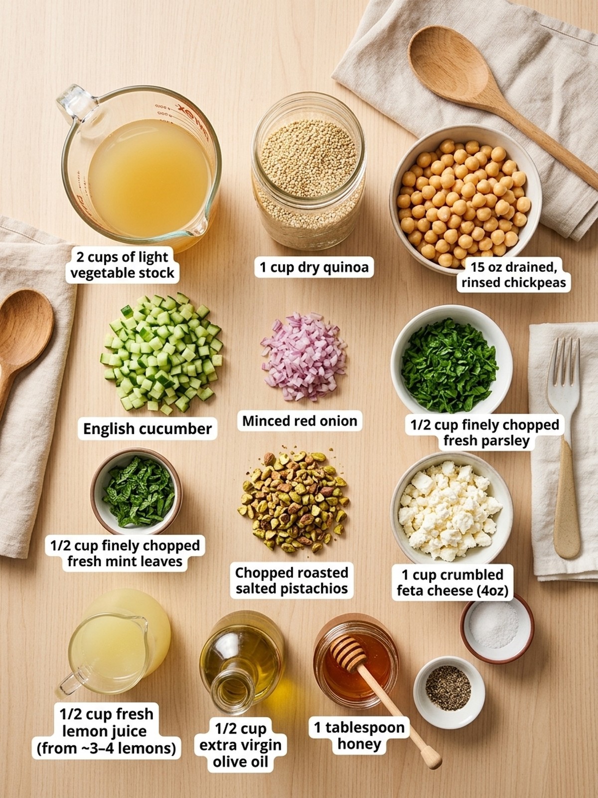 Jennifer Aniston Salad ingredients arranged for cooking