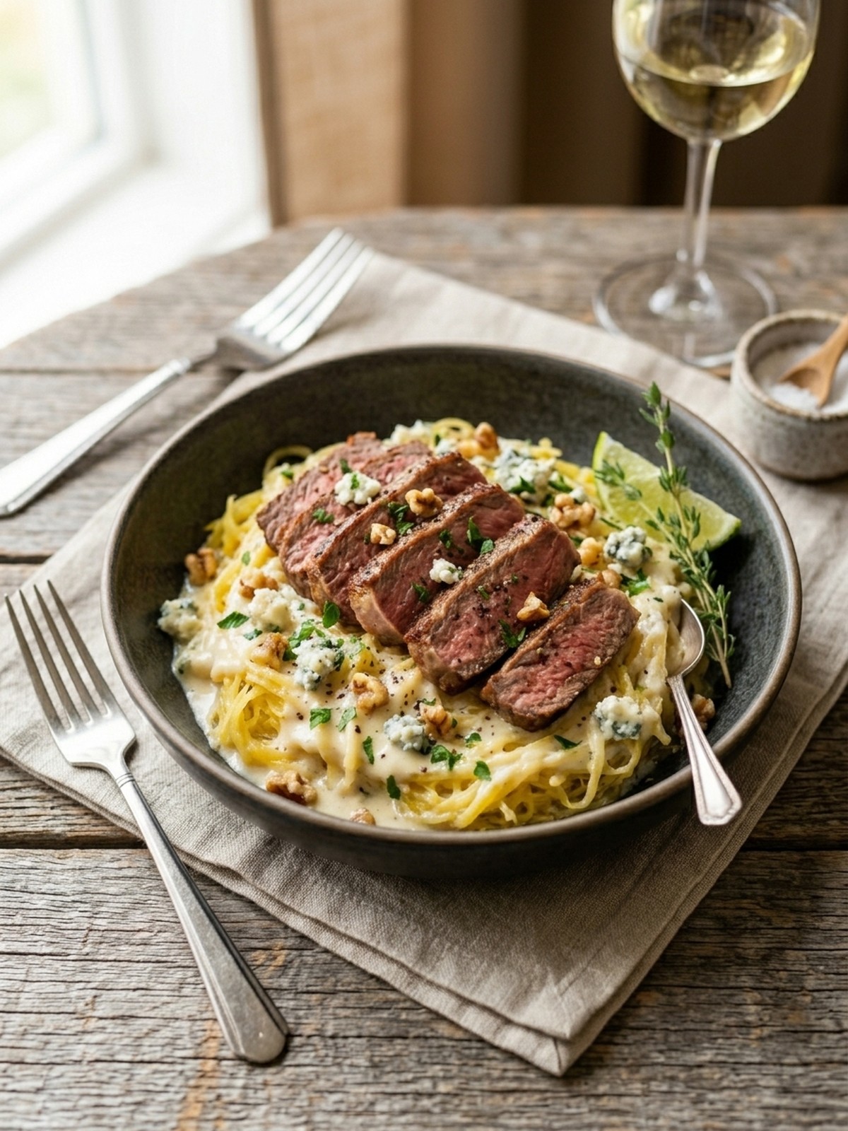 Serving and variation ideas for Keto Low Carb Steak Gorgonzola Alfredo Spaghetti Squash