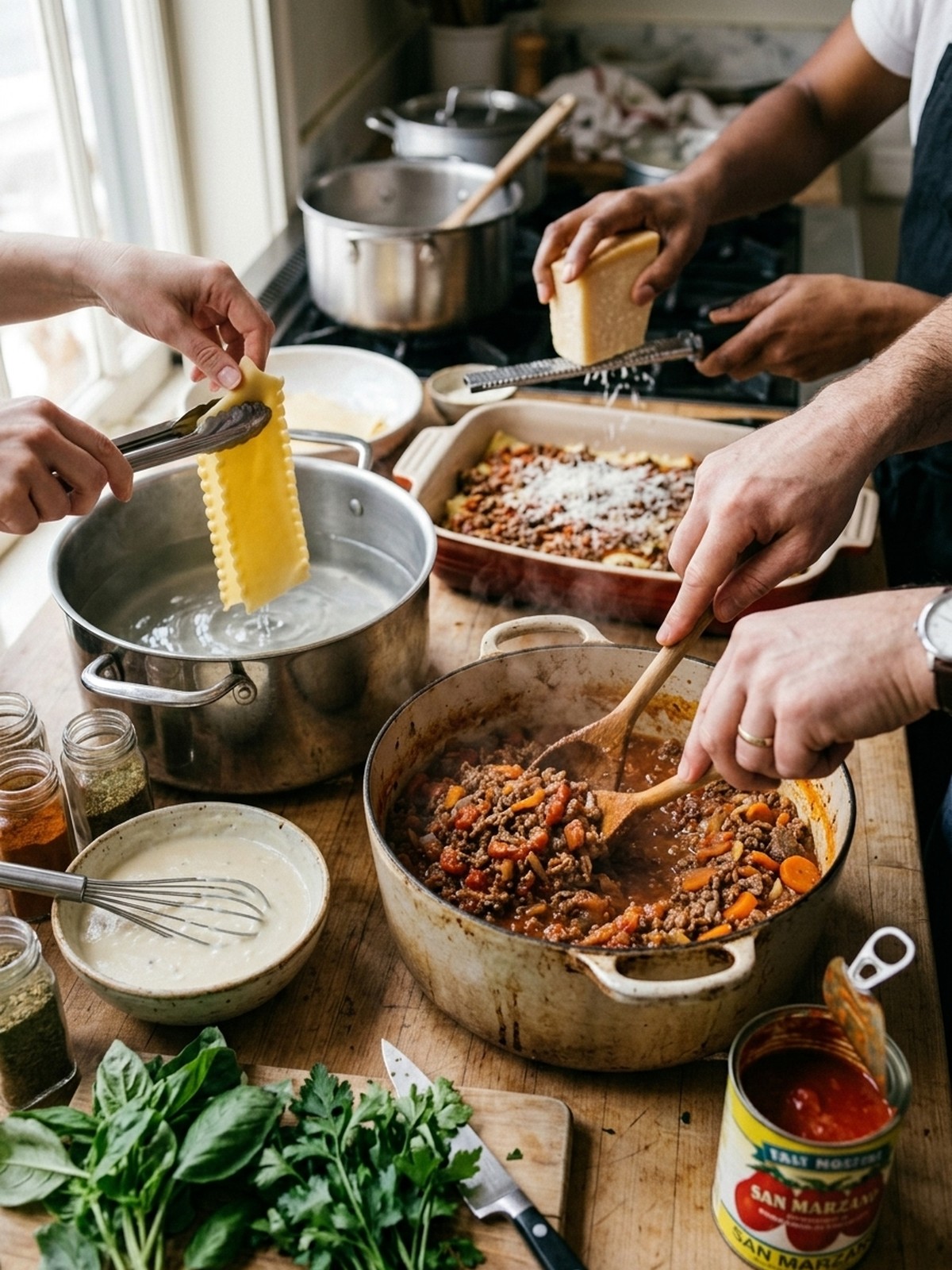Step by step preparation of Lasagna