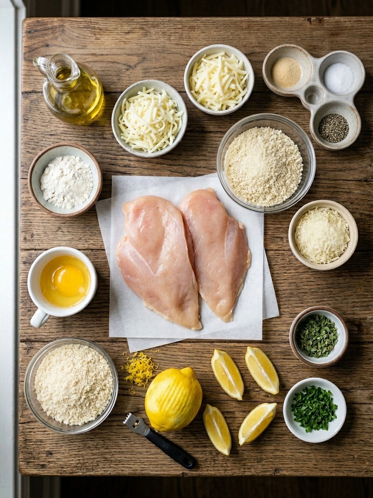 Lemon Chicken Romano ingredients arranged for cooking