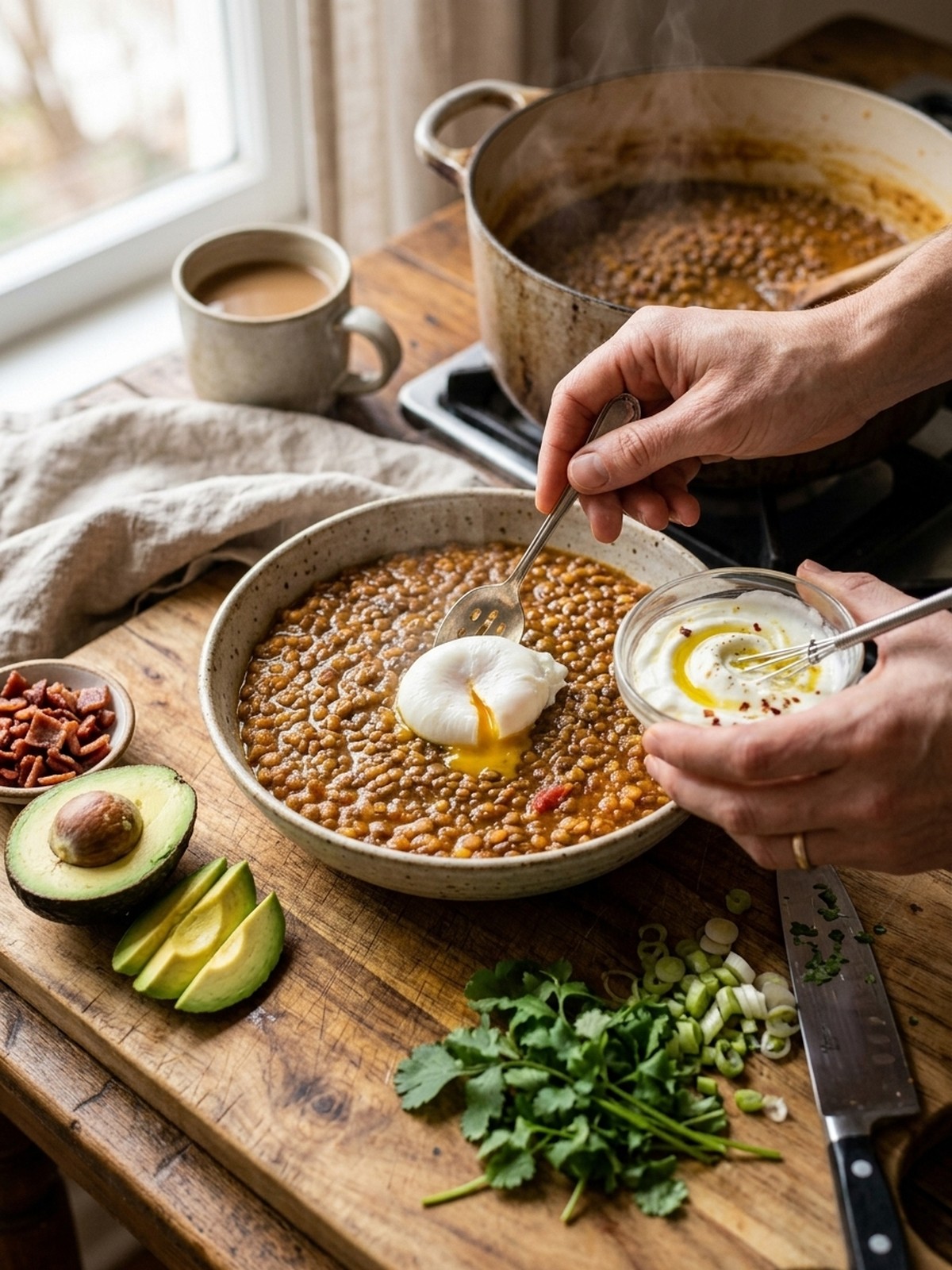 Step by step preparation of Lentil Breakfast Bowl